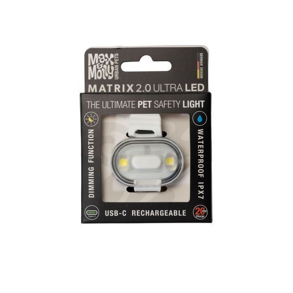 Светодиодный фонарик для собак ошейник Max & Molly Matrix Ultra LED Safety, белый 800007 фото