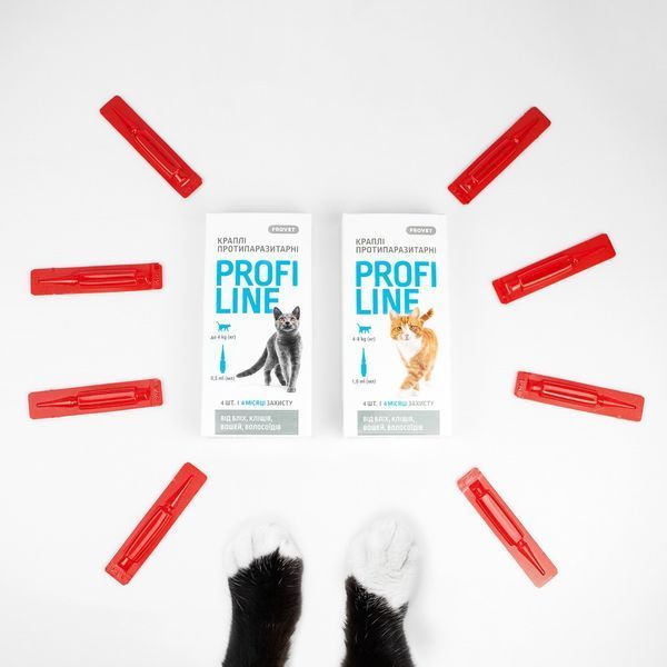Краплі Provet PROFILINE для котів до 4 кг інсектоакарицид 4 піпетки по 0,5 мл PR243111 фото