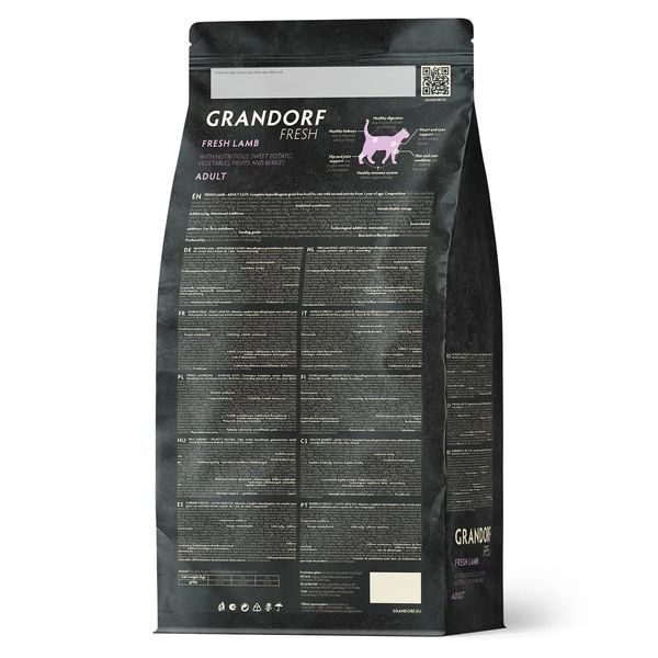 Grandorf Сухой беззерновой корм для взрослых кошек Grandorf FRESH LAMB & SWEET POTATO ADULT CAT ягненок с бататом, 400 г 84440 фото