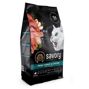 Корм сухой Savory Kitten rich in Fresh Turkey and Chicken для котят всех пород со свежей индейкой и курицей 400 г 30136 фото