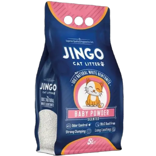 Наполнитель ТМ JINGO бентонитовый с ароматом детской присыпки 5 л / 4,35 кг JIBP05 фото