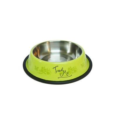 Миска для собак та котів з візерунком Happet 22 см 1.5 л зелена (М104)