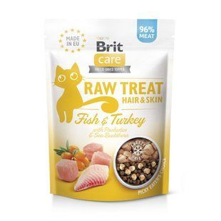 Ласощі Brit Raw Treat Freeze-dried Hair and Skin д/котів д/шерсті риба та індичка 40 г 112190 фото