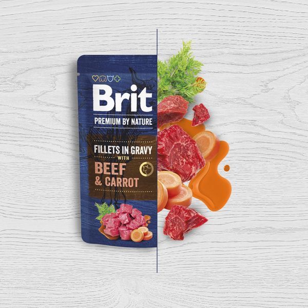 Корм влажный Brit Premium Fillets in Gravy Beef&Carrot для собак малых пород филе в соусе говядина и морковь 85 г 101242 фото