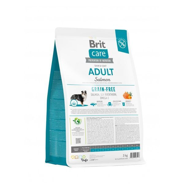 Корм сухий Brit Care Dog Grain-free Adult для дорослих собак малих і середніх порід беззерновий з лососем 3 кг 172197 фото
