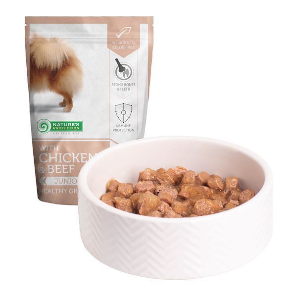 Nature's Protection Junior Small Breeds Healthy Growth Chicken & Beef Вологий корм для молодих собак малих порід з куркою і яловичиною, 100 г KIK45279 фото