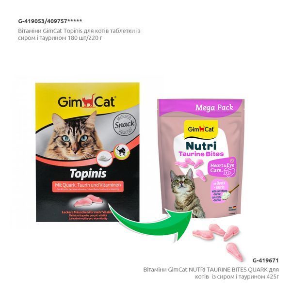 Вітаміни GimCat Nutri Taurine Bites для дорослих котів для підтримки здоров_я серця із сиром і таурином 425 г G-419671 фото