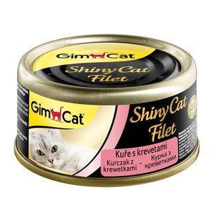Корм влажный GimCat Shiny Cat Filet для котов с курицей и креветкой 70г G-413785 /412962 фото