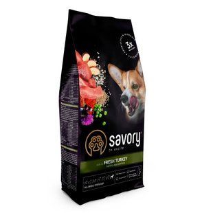 Корм сухой Savory All Breed Sterilised Rich in Fresh Turkey для стерилизованных собак всех пород со свежей индейкой 1 кг 31492 фото
