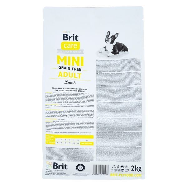 Корм сухой Brit Care Grain Free Mini Adult Lamb для взрослых собак миниатюрных пород с ягненком 2 кг 170770/0107 фото