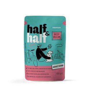 Корм влажный Half&Half Beef in Gravy for Adult Dogs кусочки говядины в соусе для взрослых собак 100 г 21267 фото