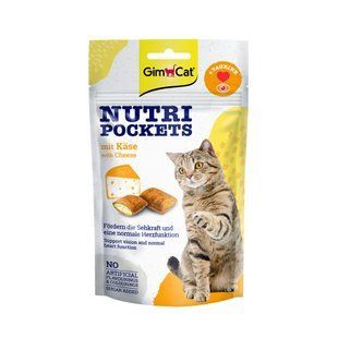 Витаминные лакомства GimCat Nutri Pockets для котов для здоровья сердца и зрения с творогом и таурином 60 г G-419329/400716/419237 фото