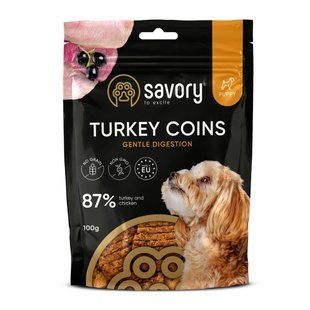 Джерки Savory Puppy Coins With Turkey монетки для цуценят з індичкою 100 г 21090 фото