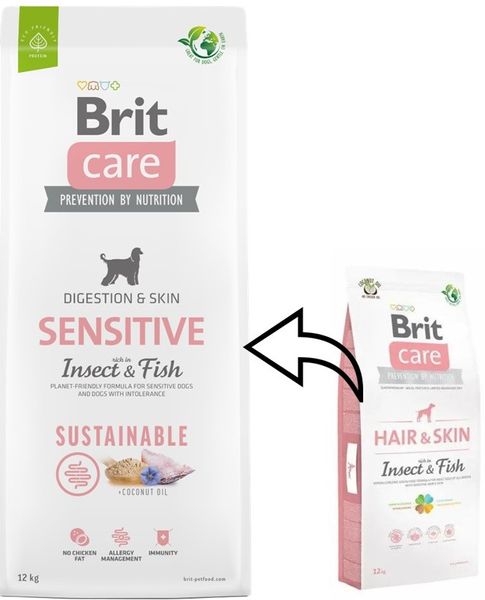 Brit Care Dog Hair & Skin Insect & Fish 12 кг сухой корм с насекомыми и рыбой для собак 172189 фото