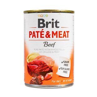 Корм вологий Brit Care Pate and Meat для дорослих собак з яловичиною та індичкою 400 г 100858/100072/0274 фото
