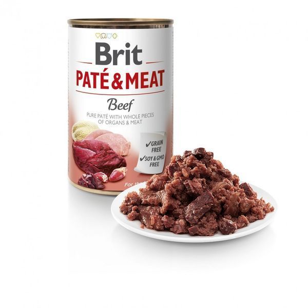Корм вологий Brit Care Pate and Meat для дорослих собак з яловичиною та індичкою 400 г 100858/100072/0274 фото
