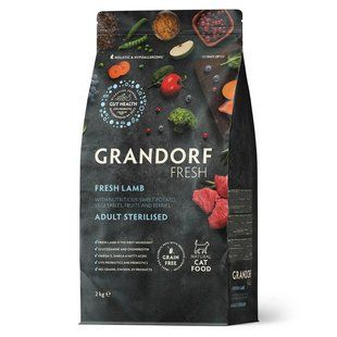 Grandorf Сухой беззерновой корм для стерилизованных кошек Grandorf FRESH LAMB & SWEET POTATO ADULT CAT STERILISED ягненок с бататом, 2 кг 82402 фото