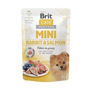 Корм вологий Brit Care Mini для дорослих собак мініатюрних порід філе з кроликом та лососем в соусі 85 г 100913/100218/4432 фото