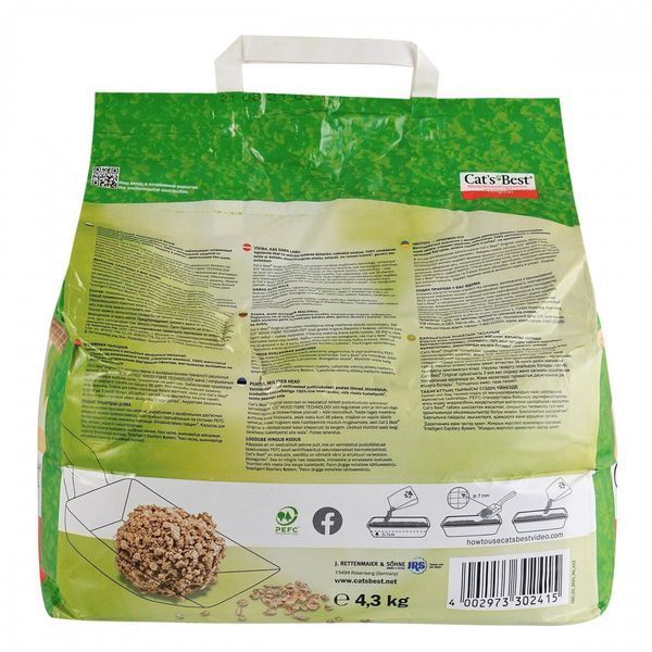 Наполнитель Cat&rsquo;s Best для кошачьего туалета Original древесный 10 л / 4,3 кг JRS324092/0922 фото