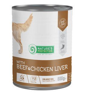 Nature's Protection Adult Beef & Chicken Liver Влажный корм для собак с говядиной и куриной печенью, 800 г KIK45606 фото