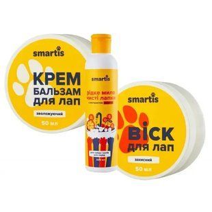 Набір для лап тварин Smartis: віск + крем-бальзам + рідке мило, 320 мл 5003 фото