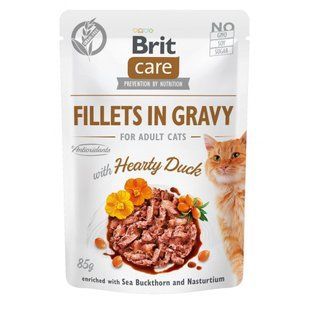 Корм вологий Brit Care Fillets in Gravy Hearty Duck д/котів філе в соусі з качкою 85 г 100529/0518 фото