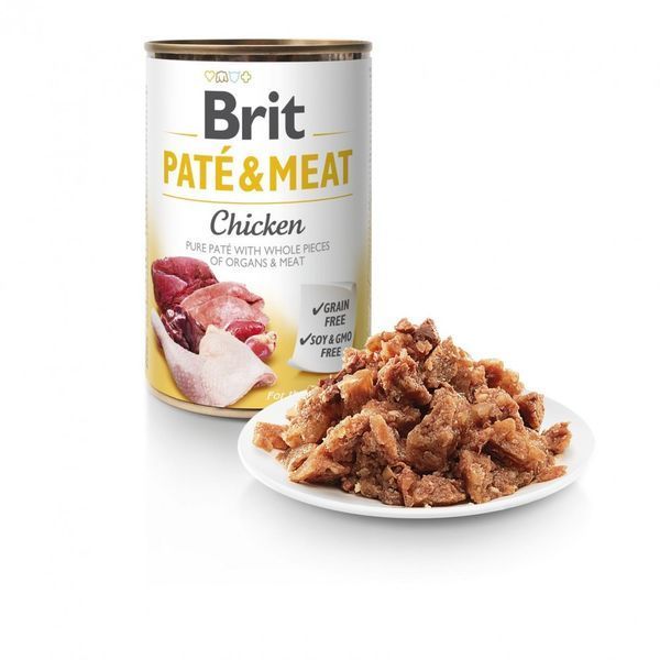 Корм вологий Brit Care Pate and Meat для дорослих собак з куркою 400 г 100859/100073/0281 фото