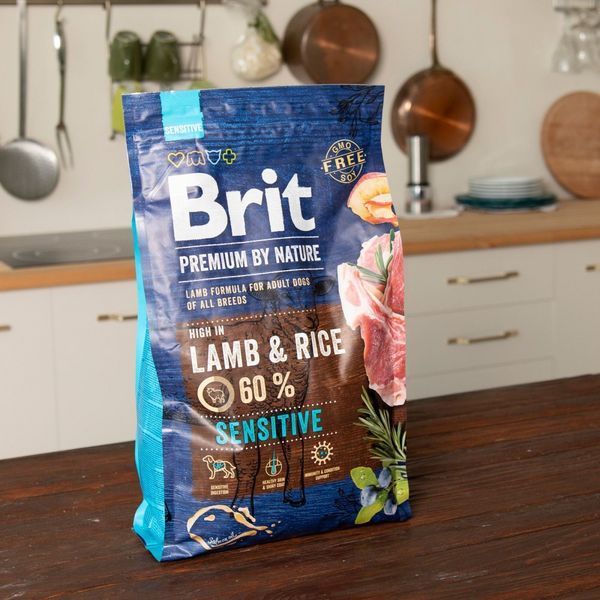 Корм сухий Brit Premium Dog Sensitive Lamb для собак усіх порід з чутливим травленням з ягнятиною 3 кг 170843/6628 фото