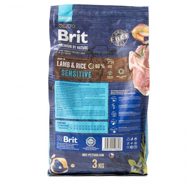 Корм сухий Brit Premium Dog Sensitive Lamb для собак усіх порід з чутливим травленням з ягнятиною 3 кг 170843/6628 фото
