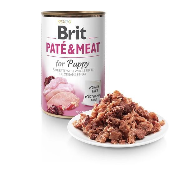Корм влажный Brit Care Pate and Meat для щенков с курицей и индейкой 400 г 100862/100079/0335 фото