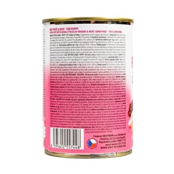 Корм влажный Brit Care Pate and Meat для щенков с курицей и индейкой 400 г 100862/100079/0335 фото