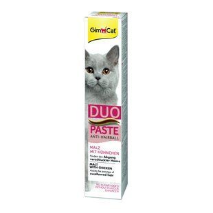 Паста GimCat DUO PASTE Anti-hairboll malt with chicken для котів з чутливим травленням усіх порід мальт та курка 50г G-427201 фото