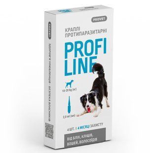 Краплі Provet PROFILINE для собак 10-20 кг інсектоакарицид 4 піпетки по 2 мл PR243103 фото