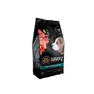 Корм сухий Savory Puppy rich in Fresh Turkey and Chicken для цуценят всіх порід зі свіжою індичкою і куркою 1 кг 30280 фото