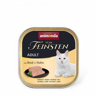 Корм влажный Vom Feinsten Adult with Beef Chicken для котов с говядиной и курицей 100 г AM-83208 фото